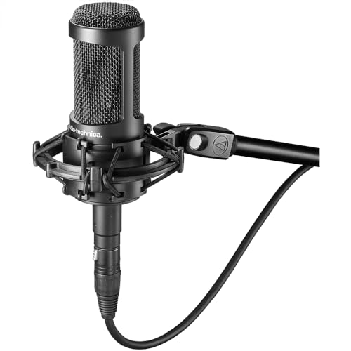Audio-Technica Cardioid Condenser Microphone AT2035 Bundle with 2 YR CPS Enhanced Protection Pack, Metal Shock Mount, Pop Filter, Suspension Boom Scissor Arm Stand and 25ft XLR Cable
