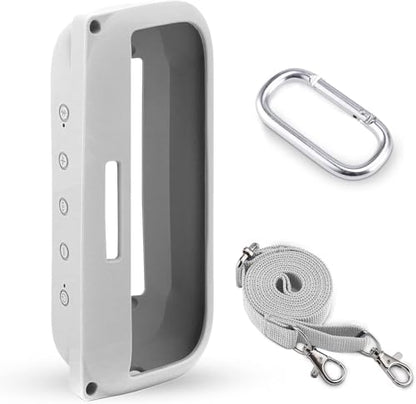 co2CREA Soft Silicone Case for Bose SoundLink Flex Bluetooth Speaker, White | Adjustable Shoulder Strap, Crossbody Carrying, Aluminum Carabiner, Lightweight - color: White Smoke Case