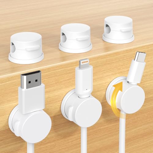 Swiveling Cord Organizer, Magnetic Cable Clips Cable Organizer 6 Pack White - color: white