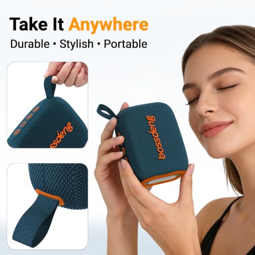 Waterproof Portable Bluetooth Speaker with Lights & Lanyard, Blue | Compact Wireless Outdoor Speaker, 10H Playtime, Bluetooth 5.3 Stable Connection IPX5 for Beach, Camping, Travel and Shower - color: Blue