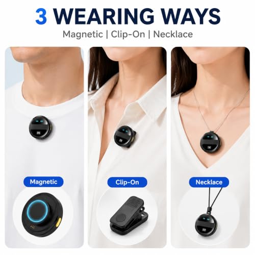Wireless Lavalier Microphone for iPhone Android, Magnetic Lapel Mic with Noise Reduction, Clip On Mic USB C Lightning Receiver for Video, Vlogging, TikTok, YouTube, Charging Case