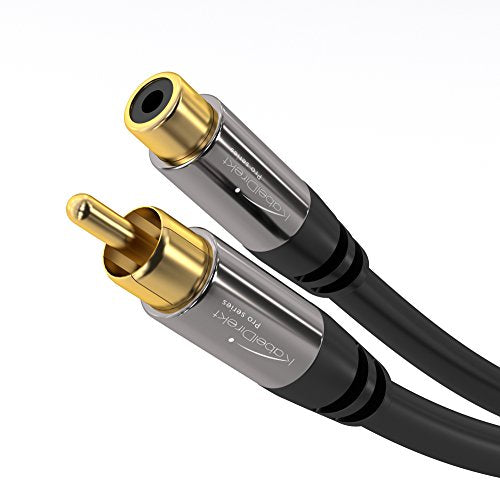 KabelDirekt – RCA Extension Cable – 3.3ft | Subwoofer/audio cable, RCA male to female, ideal for amplifier/HiFi, analog & digital - size: 3.3 Feet