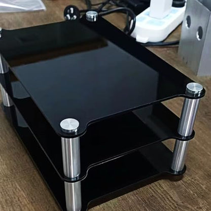 Mini Acrylic Audio Component Rack, Open 2-Layer Rack Aluminium Holders, Small Desktop Multimedia Storage, 3kg Load Capacity, for HiFi Audio Equipment Dac Amplifier Amp - color: B