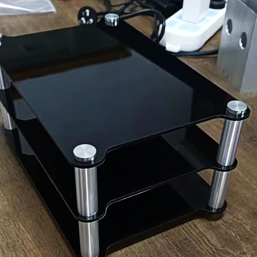 Mini Acrylic Audio Component Rack, Open 2-Layer Rack Aluminium Holders, Small Desktop Multimedia Storage, 3kg Load Capacity, for HiFi Audio Equipment Dac Amplifier Amp - color: B