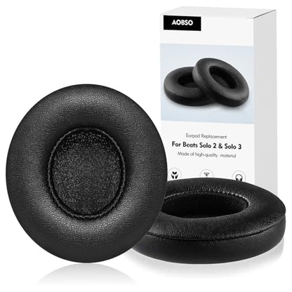 Beats Solo 2 & 3 Earpad Replacement | Beats Replacement Ear Cushions Made of Protein Leather And Memory Foam, Soft and Durable Beats Replacement Ear Pads