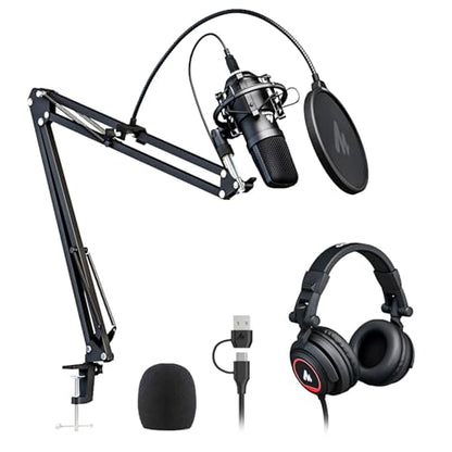 MAONO AU-A04H USB Microphone Kit with Headphones for PC, Podcast & Gaming | 192kHz/24Bit Vocal Condenser Cardioid Studio Mic Compatible with Mac & Windows for Recording, YouTube, Streaming, Voice-Over