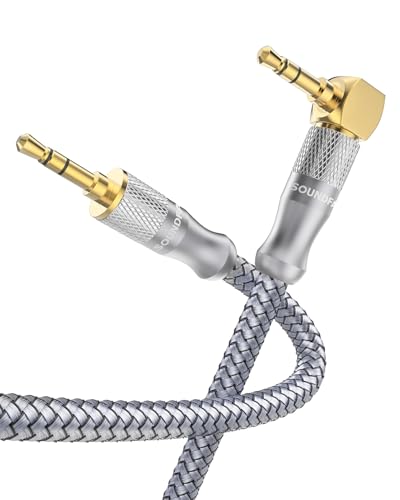 AUX Cable for Car 6ft/2M 90 Degree AUX Cord,Right Angle 3.5mm Audio Cable Male to Male Auxiliary Cord Compatible with Stereos, Smartphones,Speaker, Tablets, Headphones and More - size: 6Feet/2M, style: Gold Plated 90 Degree AUX Cable