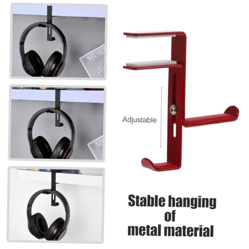POPETPOP Headphone Hanger Bracket Hanger Holder Earphones Hook Headphones Headphone Stand Clamp Headphone Mount Stand Headset Hanger Mount Headphone Supporting Bar Headset Stand Alloy Red - color: Red