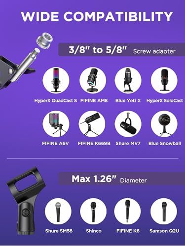 InnoGear Microphone Stand Boom Arm Mic Stand Desk for Blue Yeti, Large | Pop Fiilter and Shock Mount Included, for Desk Thickness Within 2", Stable with Heavy Mics, Work with Fifine Shure - size: Large