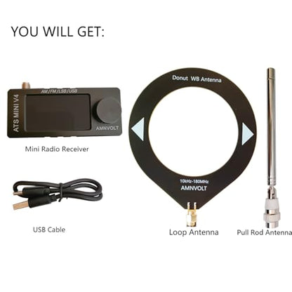 Upgraded ATS MINI V4B Radios with Exquisite Metal Shell, SI4732 Pocket Shortwave Radio, Portable AM/FM/LSB/USB Full Band Receiver, with Built-in Headphone Amplifier, Speaker and Hi-Z - style: Metal Shell Style