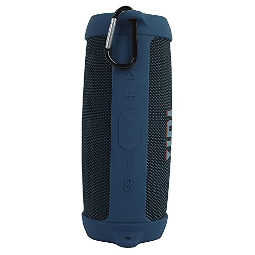 Protective Silicone Case Cover for JBL Charge 5 Bluetooth Speaker Soft Carrying Skin Sleeve with Shoulder Strap & Carabiner,Speaker Accessory (Dark Blue) - color: dark blue