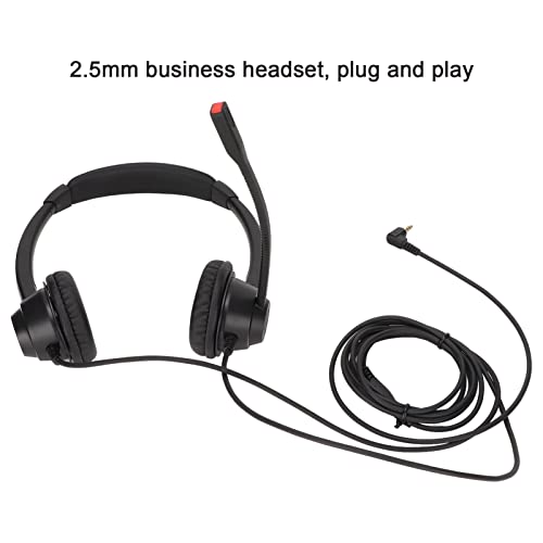 2.5mm Office Headset, Dual Ear Telephone Headphone with Noise Cancelling Microphone, Binaural Customer Service Headphones for Phone Sales Hospitals Banks, Comfortable ABS Material
