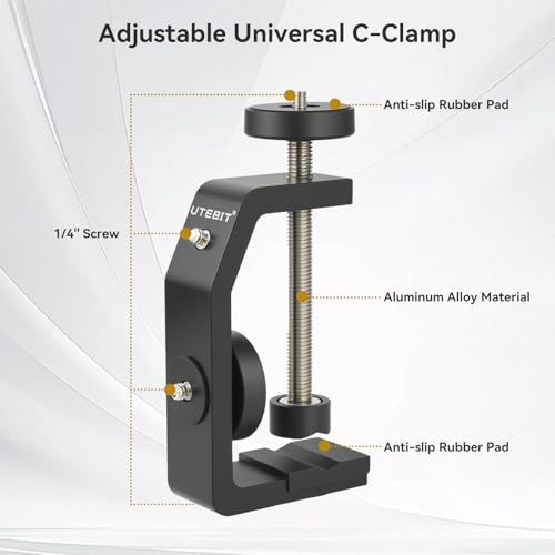 UTEBIT Super Clamp Mount with Mini Ball Head Mount, Black (90mm) - size: 90mm