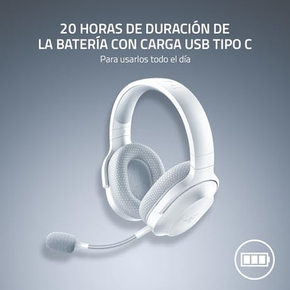 Razer Barracuda X Wireless Gaming & Mobile Headset, 2.4Ghz + BT, White | Bluetooth 5.2, Lightweight, 40mm Drivers, Detachable Mic, 50 Hr Battery - color: White, size: Standard, style: Barracuda X