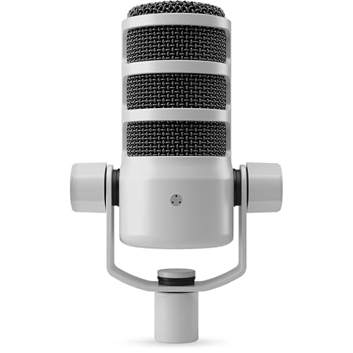 Rode PodMic USB White Dynamic Broadcast Microphone with Rode SC27 Black USB-C to USB-C Cable and StreamEye Adjustable Boom Arm