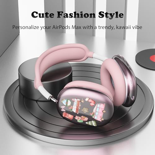 for AirPods Max Headphones Christmas Ear Covers for AirPods Max 2 | Cute Bus Clear Ear Cups Cover | Pink Silicone Ear Pad Case Headband Cover for Apple AirPods Max 2/1 (2026/2024/2020) - color: Bus/Pink