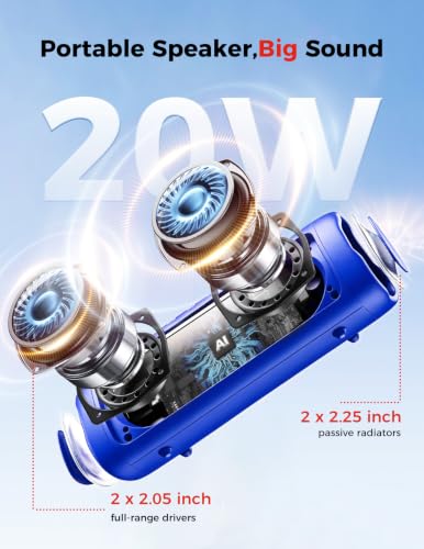 Bluetooth Speaker, 20W HD Sound, Portable Wireless, IPX5 Waterproof, Up to 24H Playtime, TWS Pairing, for Home/Party/Outdoor/Camping/Beach Essentials, Electronic Gadgets, Birthday Gift (Blue) - color: Blue