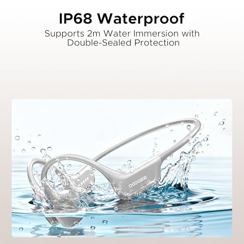 Bone Air Swim Bone Conduction Headphones Open Ear Wireless Waterproof Headphones 64GB IP68 Dual Conduction Headphones 8H Playtime Open Ear Sports Headphones for Cycling Swiming - LGray - color: LGray