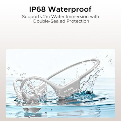 Bone Air Swim Bone Conduction Headphones Open Ear Wireless Waterproof Headphones 64GB IP68 Dual Conduction Headphones 8H Playtime Open Ear Sports Headphones for Cycling Swiming - LGray - color: LGray