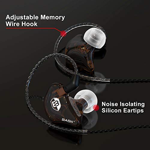 BASN Bsinger PRO in-Ear Monitors Hybrid Dynamic Dual Drivers Two Detachable MMCX Cables Musicians in-Ear Earbuds Headphones (Brown) - color: Brown