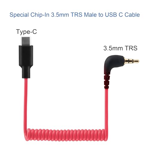 USB C to 3.5mm TRS Microphone Cable for Rode, Movo, Comica, Deity External Mic, Compatible with iPhone 15/16, Samsung Galaxy, LG, Pixel & Android Devices with USB C Port