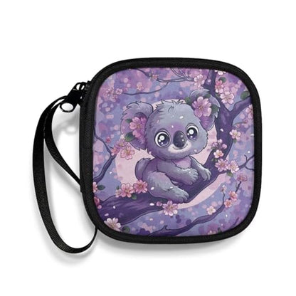 Lightweight Wired/Bluetooth Headset Charger Small Universal Carrying Bag Rectangle Shaped Portable Protection Earphone Case with Mesh Inner Pocket Zipper Enclosure(Koala and Peach Blossom) - color: Koala and Peach Blossom