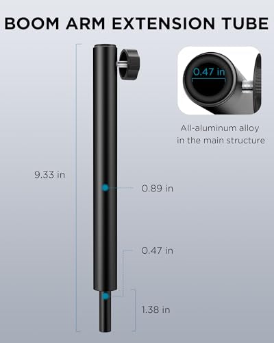 InnoGear Microphone Boom Arm Extension Tube Mic Stand Extension Riser Rod | Solild Alumium Construction, Overhead Positioning, Easy to Adjust, Swivel, Hold Heavy Microphones, Smooth Threading