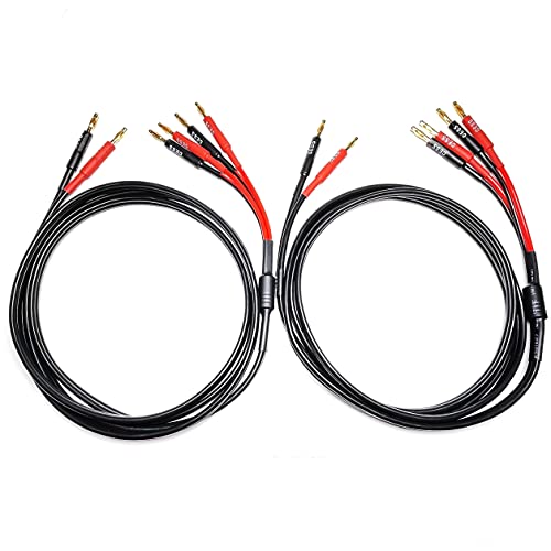 CNCESS Bi-Wire Banana Plug Splitter Speaker Cable, 6 ft, 2-Pack - size: 6 feet