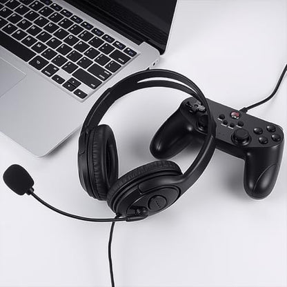 USB Headset with Mic, Computer Wired Headphones with Microphone for PC, Laptop (Black - Full Ear Cups) - color: black - full ear cups