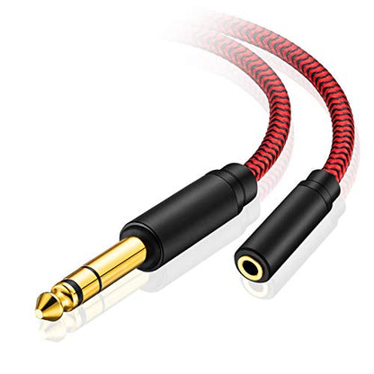 6.35 Male to Female 3.5 Headphones Adapter 25Ft,TRS 1/4 to 3.5mm Stereo Cord 6.35mm 1/4 Male to 3.5mm 1/8 Female for Amplifiers, Guitar Amp, Piano, Home Theater Devices, or Mixing Console (25Ft/8M) - size: 25Ft/8M