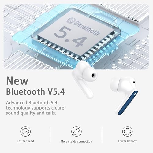 Wireless Earbuds, Bluetooth 5.4 Headphones in Ear with HiFi Stereo Deep Bass, 4 ENC Noise Cancelling Mic Wireless Earphones 40H, in-Ear Earbud Bluetooth Dual LED Display IP7 Waterproof, Dark Blue - color: Jewel Blue