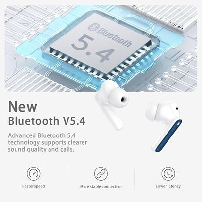 Wireless Earbuds, Bluetooth 5.4 Headphones in Ear with HiFi Stereo Deep Bass, 4 ENC Noise Cancelling Mic Wireless Earphones 40H, in-Ear Earbud Bluetooth Dual LED Display IP7 Waterproof, Dark Blue - color: Jewel Blue