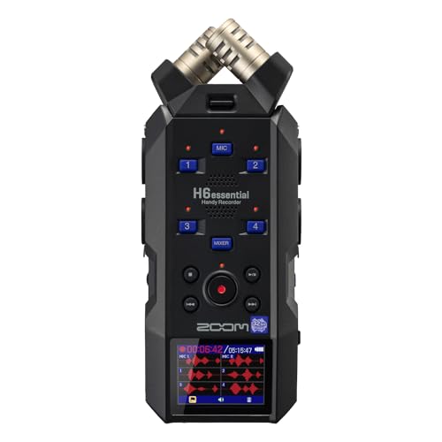 Zoom H6 Essential Handheld Recorder for Musicians, Podcasters & Filmmakers | Clip-Free Audio with 32-Bit Float, 6 Tracks, Stereo Mics, 4 XLR/TRS Inputs, USB Audio Interface - style: H6essential Only