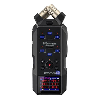 Zoom H6 Essential Handheld Recorder for Musicians, Podcasters & Filmmakers | Clip-Free Audio with 32-Bit Float, 6 Tracks, Stereo Mics, 4 XLR/TRS Inputs, USB Audio Interface - style: H6essential Only