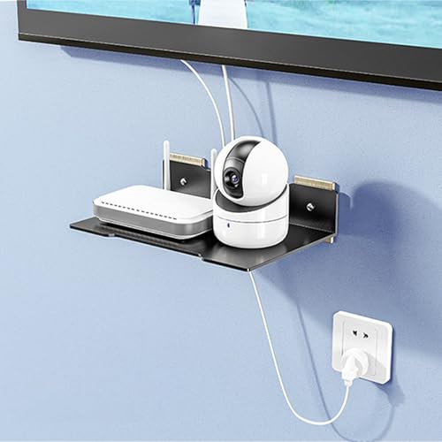 Wall Mount Shelf for Router – Space-Saving Bracket for Small Devices, Cable Box, WiFi Unit | Wall Shelf for Camera, Projector, Streaming Devices, Home Theater Accessories, Bedroom Storage - size: Medium