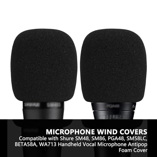 Musiin Microphone Foam Windscreen Compatible with SM48, SM86(Black 2 Pack)
