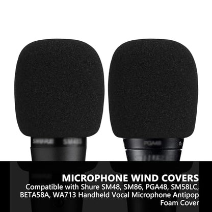 Musiin Microphone Foam Windscreen Compatible with SM48, SM86(Black 2 Pack)