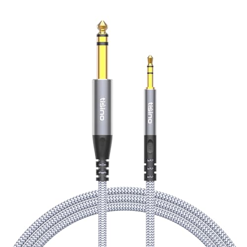 Tisino 1/8 to 1/4 Stereo Cable, 3.5mm to 1/4 Adapter Aux Cord, 3.3 FT | 3.5mm to 6.35mm Aux Cord for Guitar/Keyboard/Piano/Laptop/Home Theater/Speaker/Amplifier, Gold-Plated TRS Patch Cable - size: 1m/3.3ft