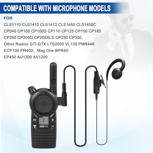 Cls1110 Cls1410 C-Shape Swivel Earpiece Headset for Motorola RDM2070D | 1 Pack 1-Wire Ear piece Headset Mic for CP200 CP200D CP100 CP100D CLS1413
