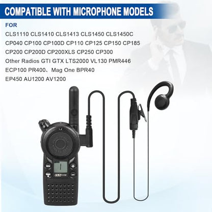 Cls1110 Cls1410 C-Shape Swivel Earpiece Headset for Motorola RDM2070D | 1 Pack 1-Wire Ear piece Headset Mic for CP200 CP200D CP100 CP100D CLS1413