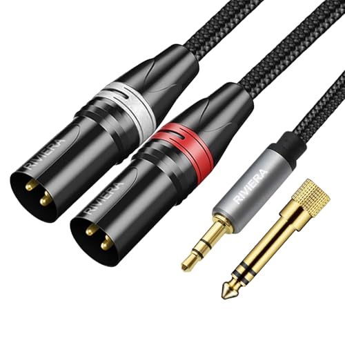RIVIERA Audio Cable 1/8" TRS 3.5mm Stereo to Dual XLR Male, 6FT/1.8M - color: 1/8 to Dual XLR Male, size: 6 Feet