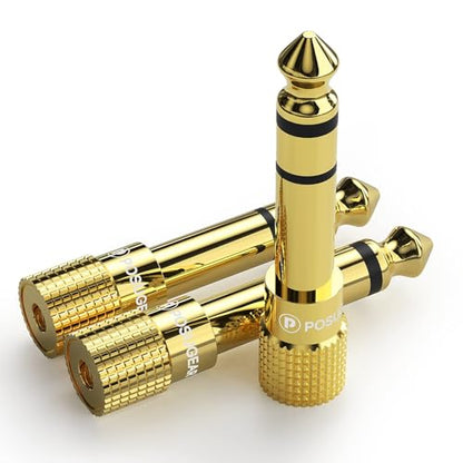 6.35mm 1/4 Male to 3.5mm 1/8 Female Headphone Jack Adapter 3 Pack | 24K Gold-Plated, 3.5mm to 1/4 Adapter Stereo, Aux Jack Converter for Speaker Digital Piano Drums Guitar Amplifier - size: 3 PACK