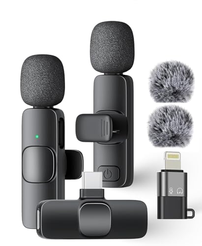 Wireless Mini Lavalier Microphone for iPhone iPad Android Phone PC Laptop, Plug-Play Mini Mic with Noise Reduction, Lapel Microphone Plug-Play for Interview Video Podcast Vlog YouTube TikTok