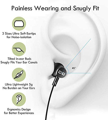 12Ft Extra Long Earbuds for TV & PC, in-Ear Wired Headphones, 3.5mm Jack | 3.6M Long Headphone for TV Watching with Coiled Extension Cable, Volume Control & Mic, Ideal Gift for Parents and Elderly