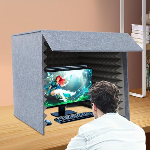 Desktop Soundproof Booth, Microphone Isolation Shield, Recording Studio Booth, Vocal Recording Enclosure, Foldable Acoustic Foam Noise Reduction Box for Podcast, Streaming, Voice Over, Home Studio