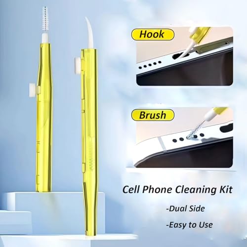5 Pack Cell Phone Cleaning Kit iPhone Charging Port Dual Side Cleaning Tools, Anti-Clogging Mini Brushes & Hook Cleaner for iPhone Speaker and Receiver, Multi Tool Compatible with AirPods Camera