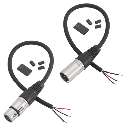 2PCS 1FT XLR 3PIN M/F to 3Wire Pigtail Cable with HeatShrink Tubes | 1 Male plus 1 Female kit，Perfect for Microphone Replacement or Repair - style: XLR M/F