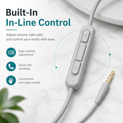 Gokotta Replacement Audio Cable Cord, 3.5mm to 2.5mm Aux Wire in line Mic Volume-Control for Bose QuietComfort QC45 QC35II QC35 QC25 NC700 OE2 Soundtrue Headphones (Grey)
