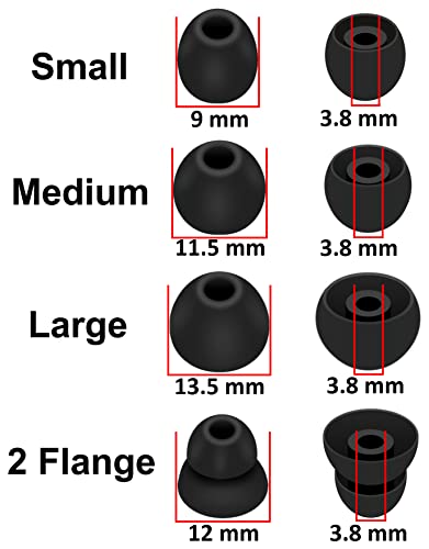 A-Focus [ 8 Pairs ] for Powerbeats Pro 2 Ear Tips L/M/S/Double Flange 4 Size Soft Silicone Replacement Fit in Case Eartips Earbuds Wing Earplug Gel Cover Compatible with Powerbeats Pro 2nd Black