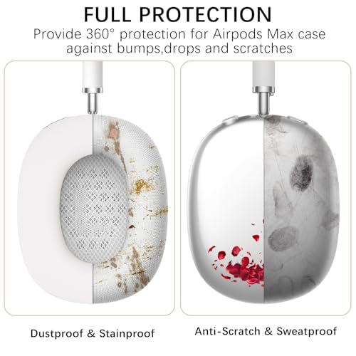 Headphone Cover for AirPods Max, Girly Cute Clear Ear Cups Covers, Silicone Ear Pad Case Headband Cover for Apple AirPods Max (2024/2020), Rose - color: Rose-Clear